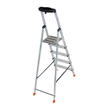 Стремянка алюминиевая 5 ступеней 80 мм с лотком-органайзером 1,05 м Krause Safety