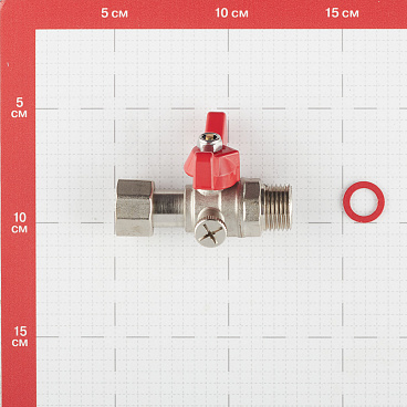 Кран шаровой латунный Valtec 1/2 НР(ш) х 1/2 ВР(г) для подключения манометра проходной бабочка прямой (VT.806.N.0404)