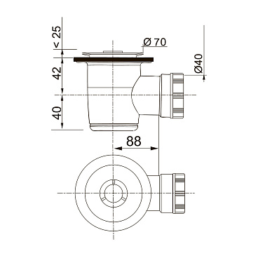 Сифон для душевого поддона Wirquin Tourbillon слив d50 выход d40 мм (34020201)