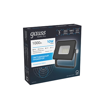 Прожектор светодиодный Gauss Qplus ДО-10 6500К 10 Вт IP65 черный (613511310)
