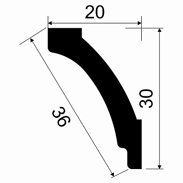 Плинтус потолочный из экополимера ударопрочный 30х20х2000 мм Cosca KX030