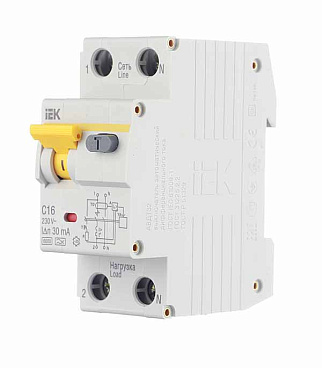 Автомат дифференциальный IEK Karat АВДТ-32 16А 1P+N тип A 30 мА 6 кА (MAD22-5-016-C-30)