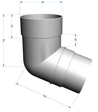 Колено трубы Docke Premium пластиковое d85 мм 72° графитовый серый RAL 7024