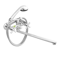Смеситель для ванны Juguni хром двухвентильный с длинным изливом с лейкой (0402.721)
