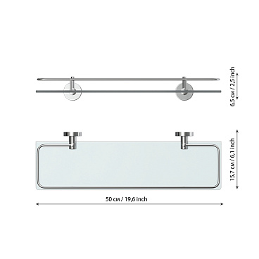 Полка для ванной Fora Long 500х157х65 мм стекло/металл хром (L034*50M/1312)