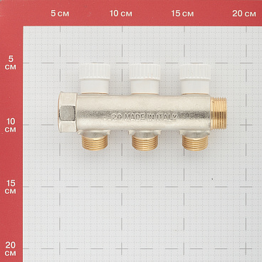 Коллектор Stout 3/4 ВР(г) х 3 выхода 1/2 НР(ш) х 3/4 НР(ш) регулируемый (SMB 6851 341203)