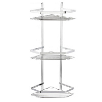 Полка для ванной Lider Drop угловая трехъярусная 200х200х560 мм металл хром (4242)