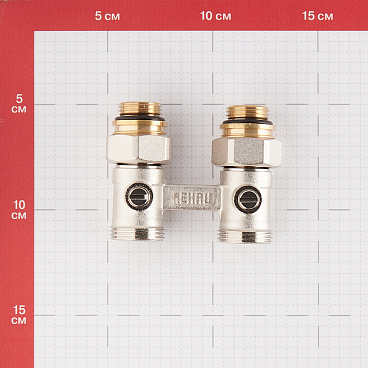 Узел нижнего подключения Rehau 1/2 НР(ш) х 3/4 ЕК НР(ш) с шаровыми кранами и накидными гайками прямой для радиатора (12407271001)