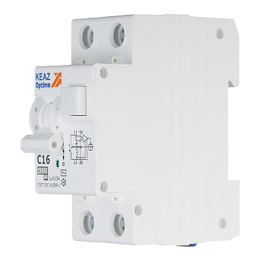 Автомат дифференциальный КЭАЗ OptiDin D63 16А 1P+N тип AC 30 мА 4,5 кА (328098)