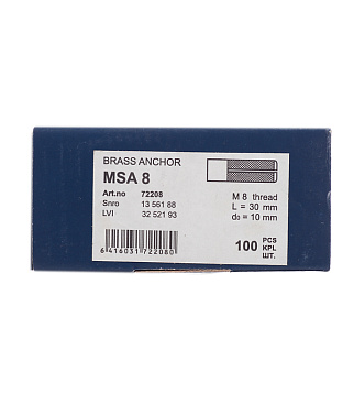 Анкер Sormat MSA для бетона 8х30 мм латунный (100 шт.)