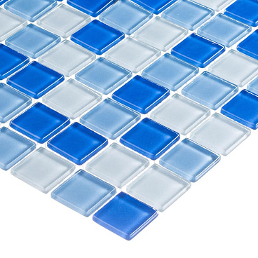 Мозаика Mir Mosaic Natural Color palette голубая стеклянная 300х300х4 мм глянцевая