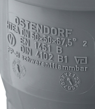 Тройник Ostendorf HTEA d50 мм 67° пластиковый для внутренней канализации (112300)