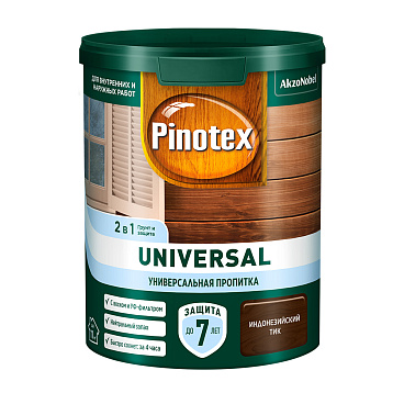 Антисептик Pinotex Universal 2 в 1 декоративный для дерева индонезийский тик 0,9 л