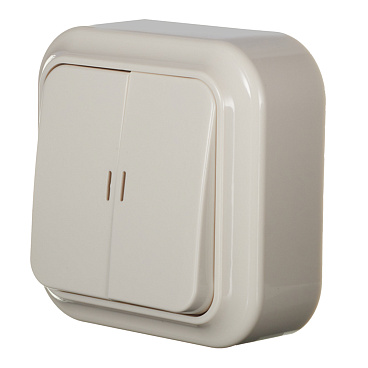 Выключатель Svet двухклавишный накладной бежевый с подсветкой (SV1001-0007)