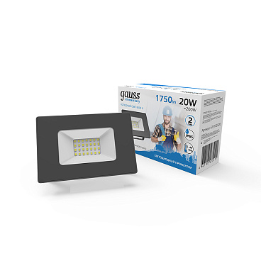 Прожектор светодиодный Gauss Elementary ДО-20 6500К 20 Вт IP65 черный