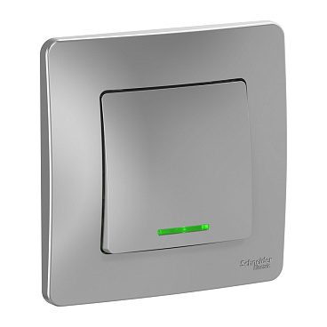 Выключатель Systeme Electric Blanca одноклавишный встраиваемый алюминий с подсветкой (BLNVS010113)