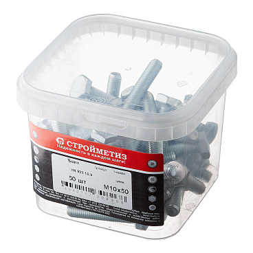 Болт оцинкованный M10x50 мм DIN 933 10,9 (50 шт.)