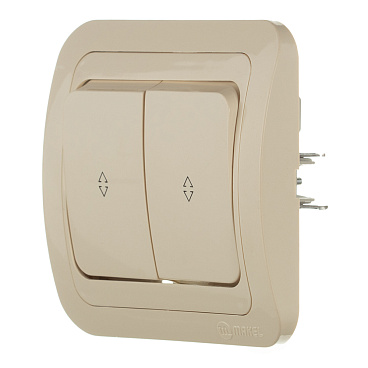 Переключатель Makel Mimoza двухклавишный встраиваемый бежевый (25026)