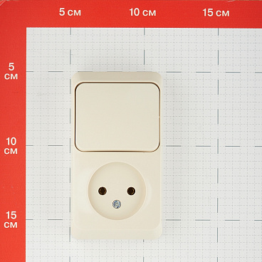 Блок выключатель и розетка Systeme Electric Этюд одноклавишный накладной кремовый (BPA16-204K)