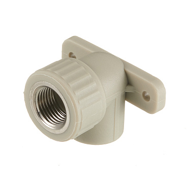 Угол полипропиленовый Valfex комбинированный с креплением 20 мм х 1/2 ВР(г) серый (10120020Г)