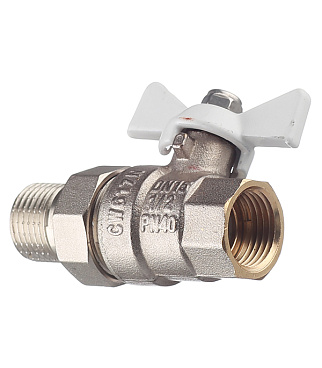 Кран шаровой латунный Valtec Base 1/2 ВР(г) х 1/2 НР(ш) бабочка с полусгоном прямой (VT.227.NW.04)