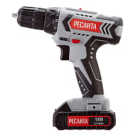 Дрель-шуруповерт аккумуляторная Ресанта ДА-18-2ЛК 18 В 2 Ач Li-Ion 2 АКБ и ЗУ (75/14/5)