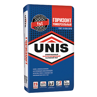 Ровнитель (наливной пол) универсальный Unis Горизонт самовыравнивающийся быстротвердеющий армированный 20 кг