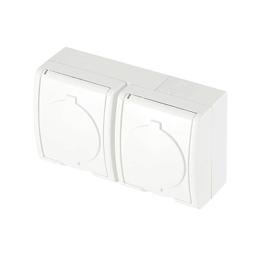 Розетка Simon 15 Aqua накладная белая со шторками с крышкой (1594443-030)