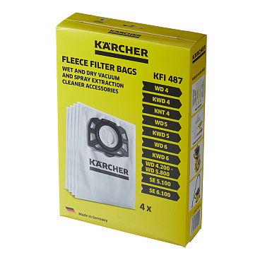 Мешок для пылесоса Karcher 30 л к моделям WD 4/5/6 флис (4 шт.) (2.863-006.0)