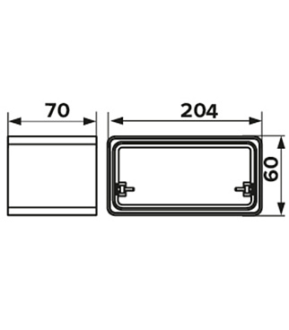 Соединитель прямой пластиковый для плоских воздуховодов 60х204 мм с обратным клапаном