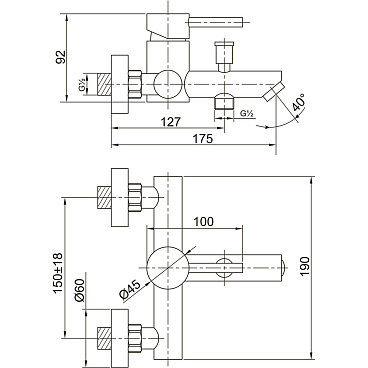 Смеситель для ванны ARGOtech Solid черный однорычажный с коротким изливом с лейкой (35-05 SOLID black)