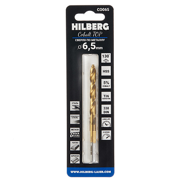 Сверло по металлу спиральное Hilberg 6,5х101 мм кобальтовое (CO065)