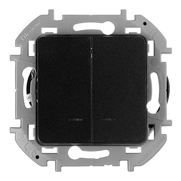 Выключатель Legrand Inspiria двухклавишный встраиваемый антрацит с подсветкой (673633)
