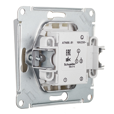 Переключатель Systeme Electric AtlasDesign одноклавишный встраиваемый алюминий (ATN000361)