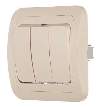 Выключатель Makel Mimoza трехклавишный встраиваемый бежевый (25092)