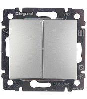 Выключатель Legrand Valena двухклавишный встраиваемый алюминий (694337)
