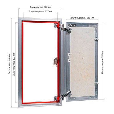Люк ревизионный под плитку Практика EuroFormat-R алюминиевый 300х600 мм скрытый нажимной