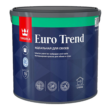 Краска моющаяся Tikkurila/Tikkivala Euro Trend база A белая 2,7 л