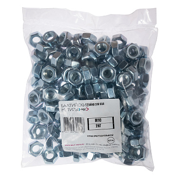 Гайка шестигранная оцинкованная М10 DIN 934 (2 кг)