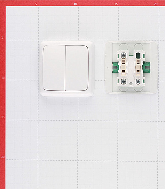 Выключатель Hegel Alfa двухклавишный накладной белый (ВА10-153)