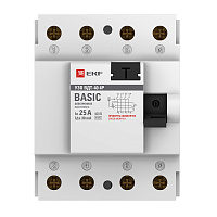 УЗО EKF Basic ВДТ-40 25А 3P+N тип AC 30 мА 4,5 кА (elcb-4-25-30e-sim)