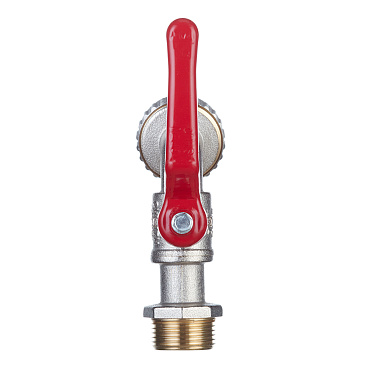 Кран шаровой латунный Tiemme 3/4 НР(ш) х 3/4 НР(ш) ручка со штуцером угловой