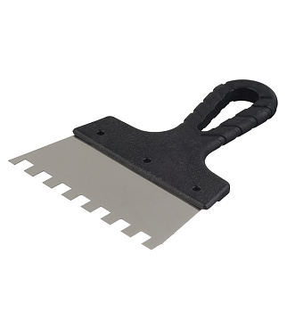 Шпатель зубчатый 150х10 мм с пластиковой ручкой (131149)