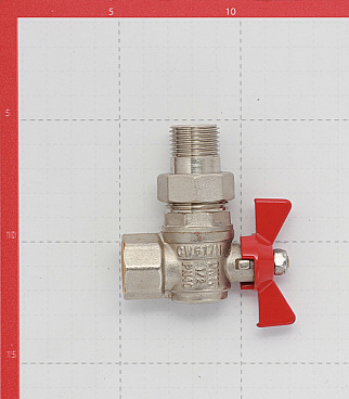 Кран шаровой латунный Valtec Base 1/2 ВР(г) х 1/2 НР(ш) бабочка с полусгоном угловой (VT.228.N.04)