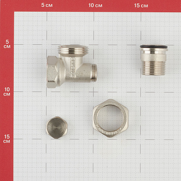 Клапан запорный угловой Tiemme 3/4 НР(ш) х 3/4 ВР(г) для радиатора (3230013 / 3236N0505EC)