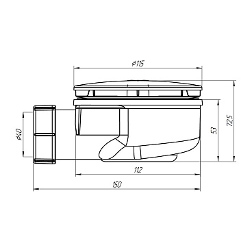 Сифон для душевого поддона АНИ пласт плоский слив d40 мм с декоративной крышкой d115 мм (E350C)