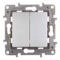 Выключатель Legrand Etika двухклавишный встраиваемый алюминий (672402)