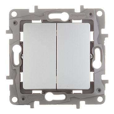Выключатель Legrand Etika двухклавишный встраиваемый алюминий (672402)
