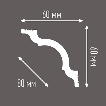 Плинтус потолочный из пенополистирола 60х60х2000 мм под натяжной потолок Плинтэкс I60/60