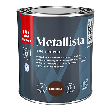 Краска по ржавчине Tikkurila/Tikkivala Metallista темно-коричневая гладкая глянцевая 0,8 л